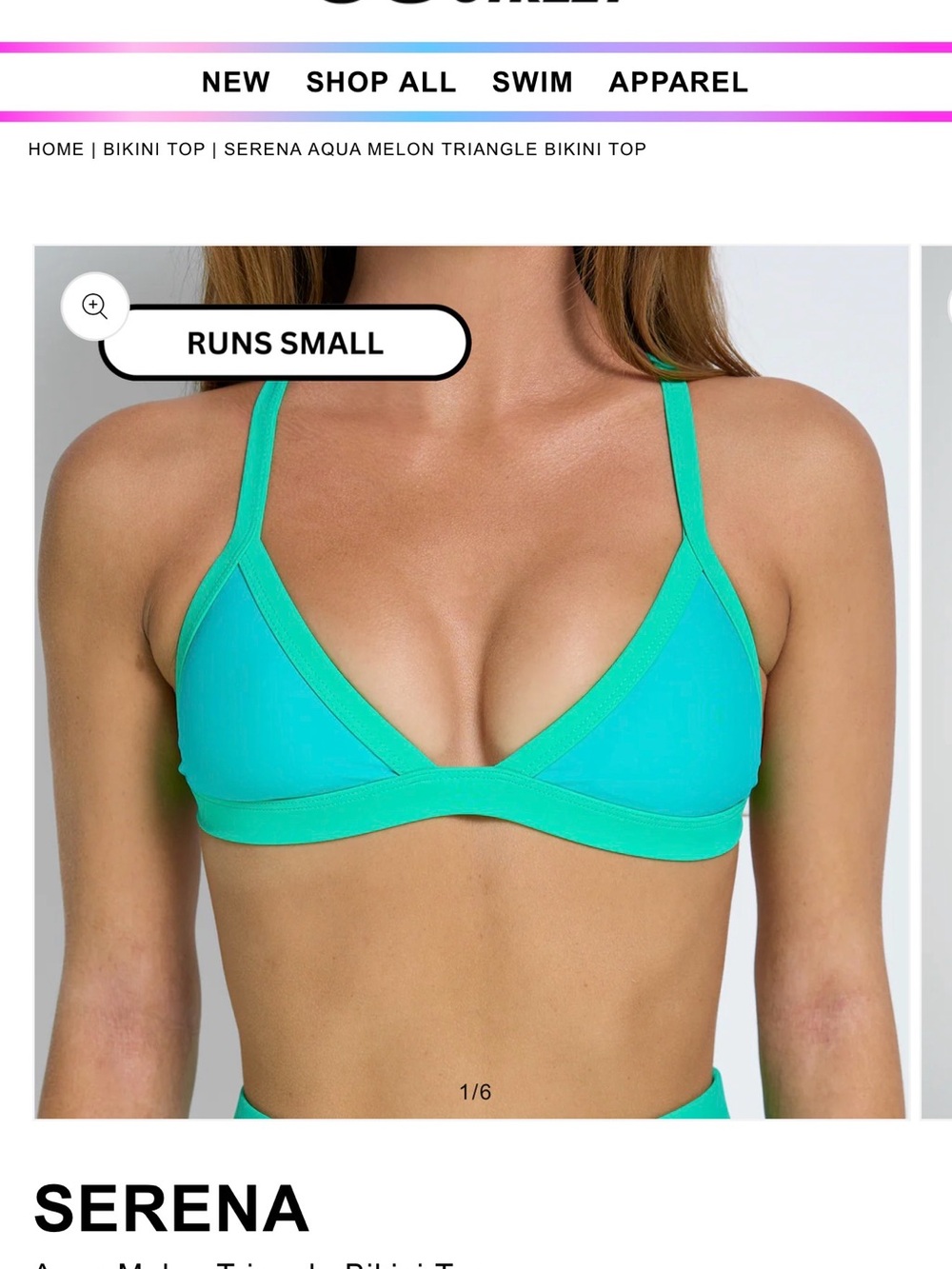 SERENA Aqua Melon Triangle Bikini Top - Women's Swim